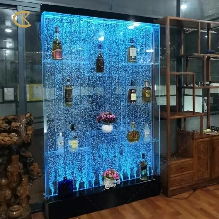 Stylish upright acrylic LED wine cabinet with bubble wall